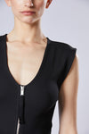 THOM KROM - SLIM FIT DEEP V NECK DRESS WD 11, IN BLACK