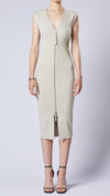 THOM KROM - SLIM FIT DEEP V NECK DRESS WD 11, IN SAND