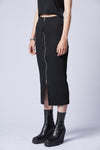 THOM KROM - RIB LONG SKIRT WITH ZIPS WSK 80, IN BLACK