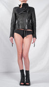 DAVID'S ROAD x VANDERWILT - Leather Jacket with Decorative Zippers in Black