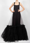 David's Road - Tulle couture dress with straps maxi