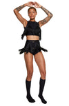 DSTM - FRINGE SUSPENDER BELT, IN BLACK