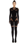 DSTM - SOLTA CATSUIT, IN BLACK VELVET