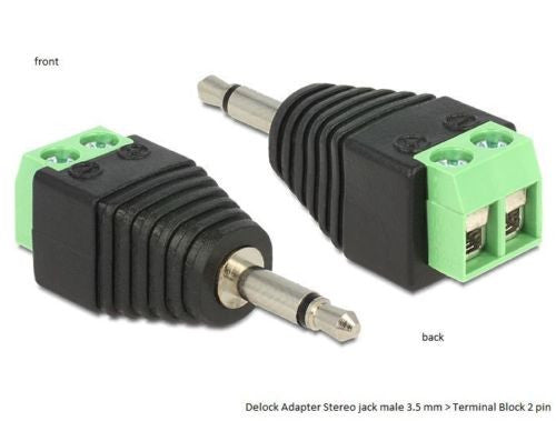 Delock Adapter Stereo jack male 3.5 mm > Terminal Block 2 pin Pitch 5.0 mm - Optiwire.ie