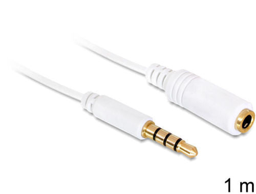 3.5mm stereo jack extension for iPhone/iPod/iPad with microphone support 4pin 1m - Optiwire.ie