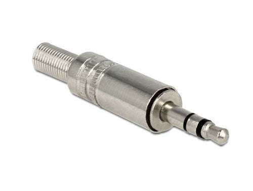 Delock metal 3.5mm 3pin stereo plug connector with bend protection nickel plated - Optiwire.ie