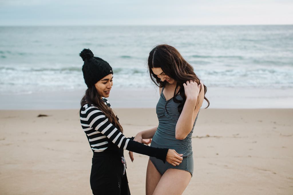 Jessica Rey standing on the beach