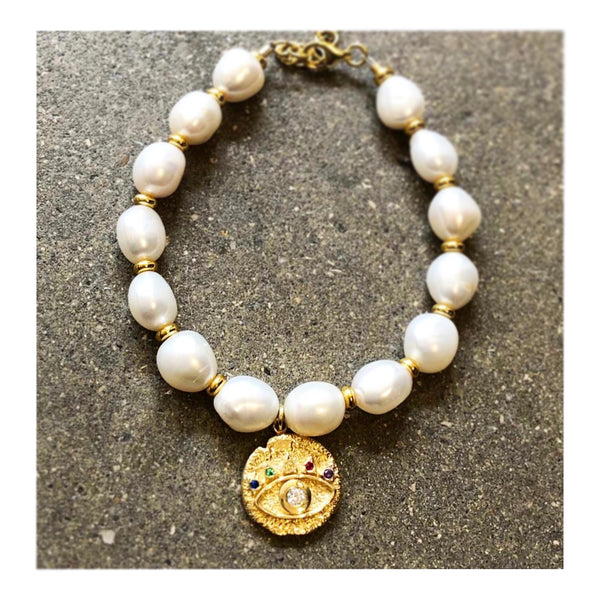 Fresh Water Pearls Small Goz Pendant Custom Beaded Bracelet
