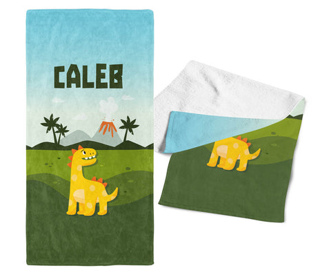 Baby Dinosaur - Personalized Kids Name Towel