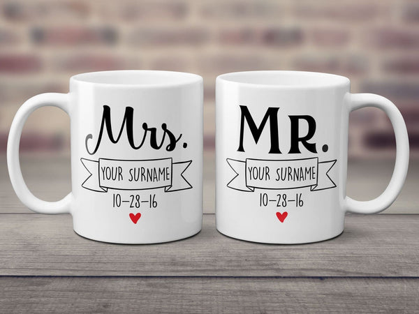 Mr And Mrs Personalized Coffee Mugs Tea Cups Set Of Two 3857