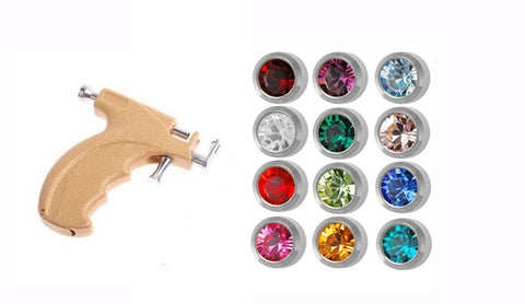 Caflon Gun Kit Mini 3mm Ear piercing Earrings studs 12 pair Mixed Colors White Metal