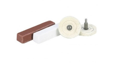 4 Piece Buffing Kit Red Jeweler's Rouge White Jewelers Compound 2 pcs 3' Buffs