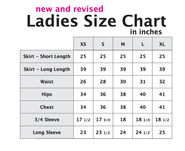 Standard Dress Size Chart