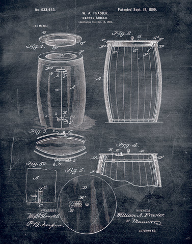 An image of a(n) Barrel Patent Art Print Chalkboard.