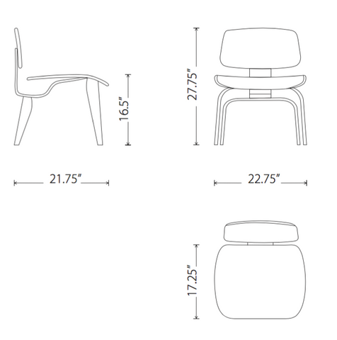 Eames molded plywood lounge chair dimensions