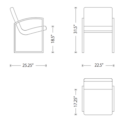 Dimensions of Clara dining armchair