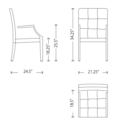 Dimensions of Paris dining armchair