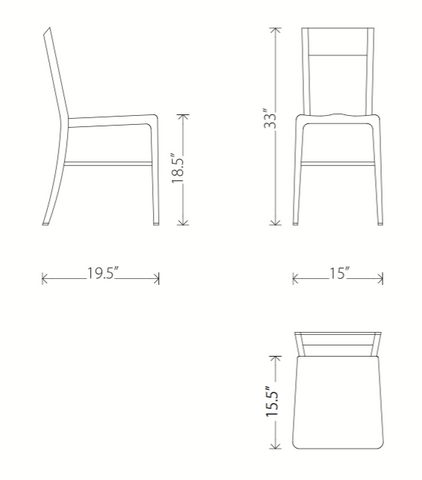 Dimensions of Tribecca dining chair