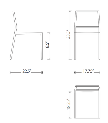 Dimensions of Aaron stackable dining chairs