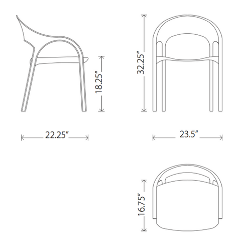 Dimensions of Vapour dining armchair