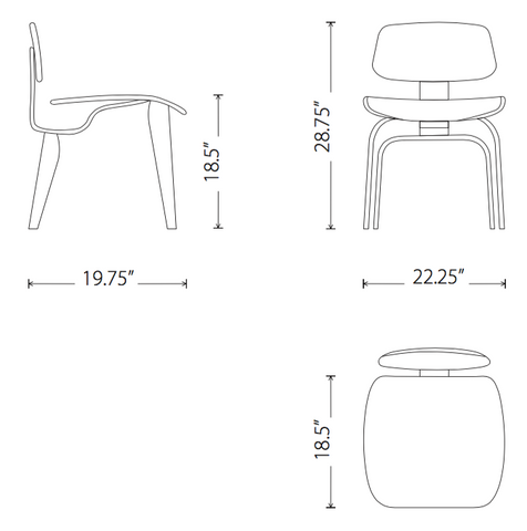 Dimensions of Sophie dining chair