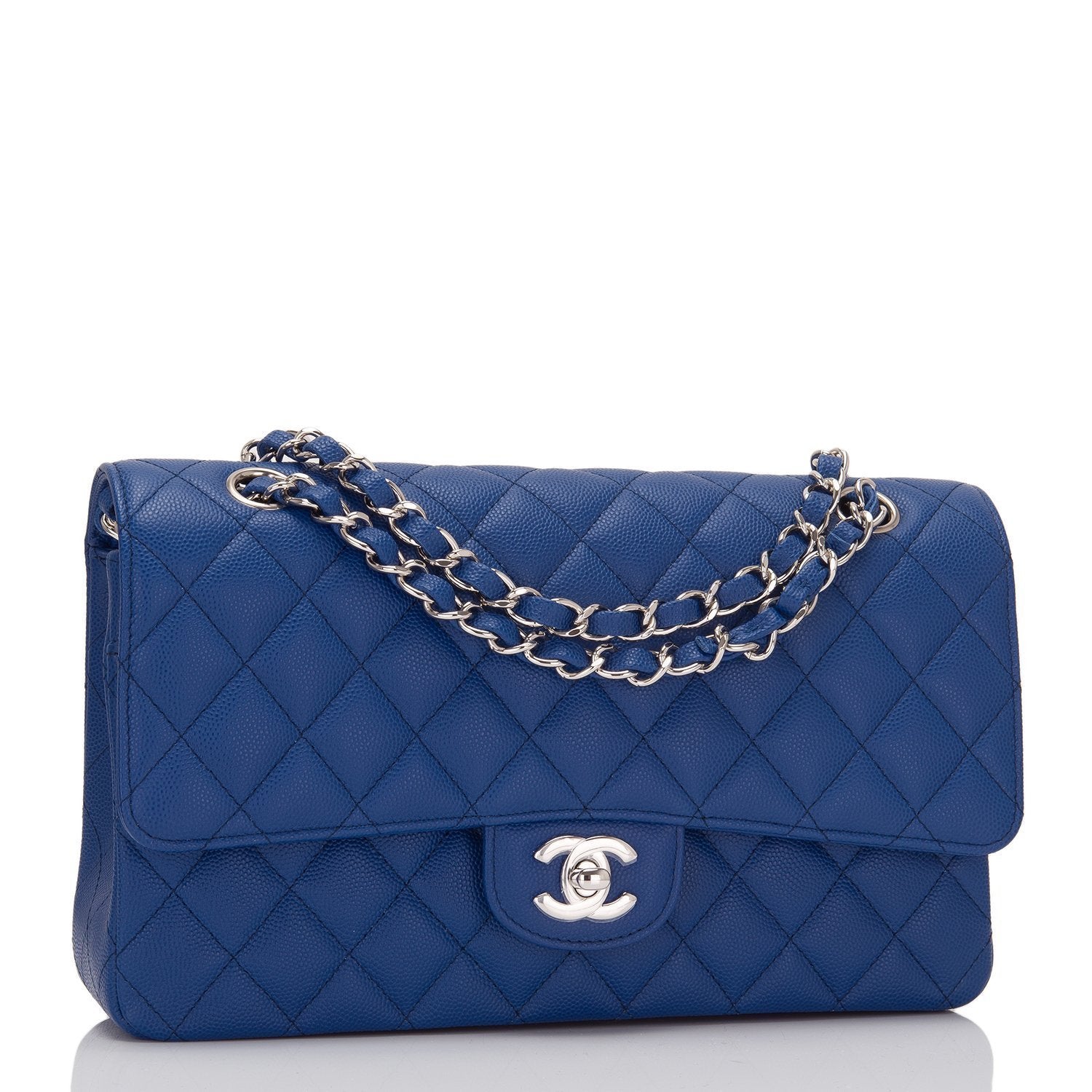 chanel classic blue bag