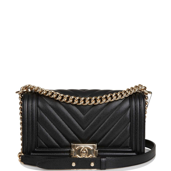 black chanel caviar bag with gold chain