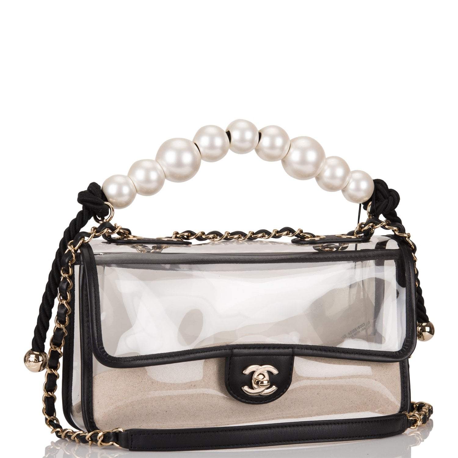 chanel clear bag with sand