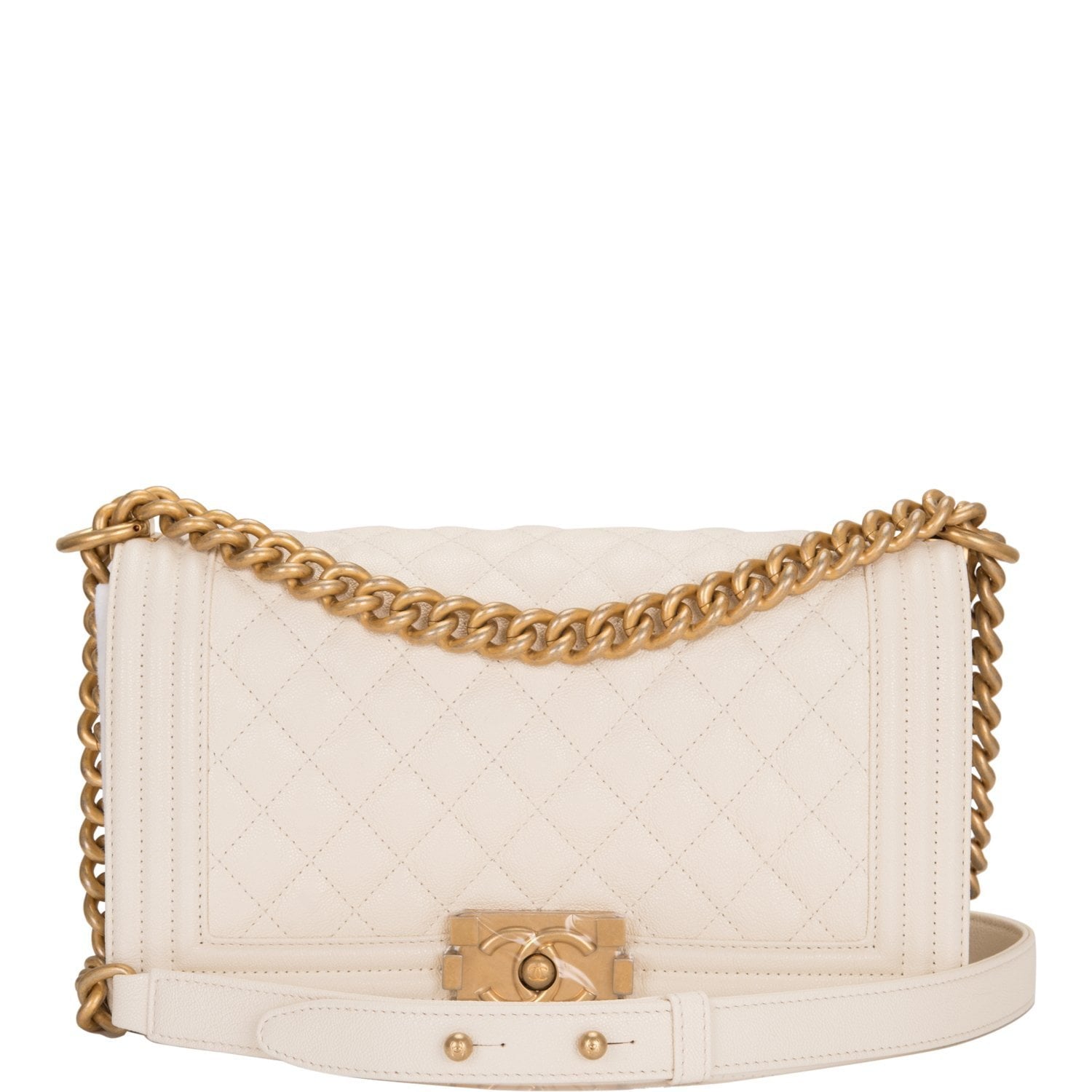 white and gold chanel bag