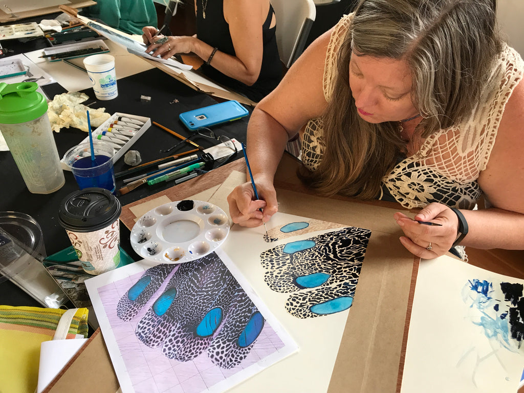 Nick Mayer Art Workshop Focus on Feathers Catalina Island Fish Art