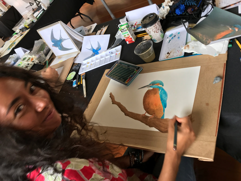 Nick Mayer Art Workshop Focus on Feathers Catalina Island Fish Art