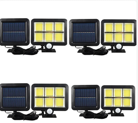 Set 4 Lampa 100 LED COB putere 100W cu incarcare solara si senzor de miscare
