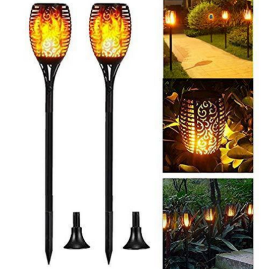 Set 4 x Lampa solara tip torta cu efect flacara, 51 cm