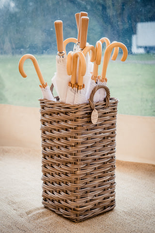 BrollyBucket White Wedding & Party Umbrellas at Papakata Wedding Open Weekend 