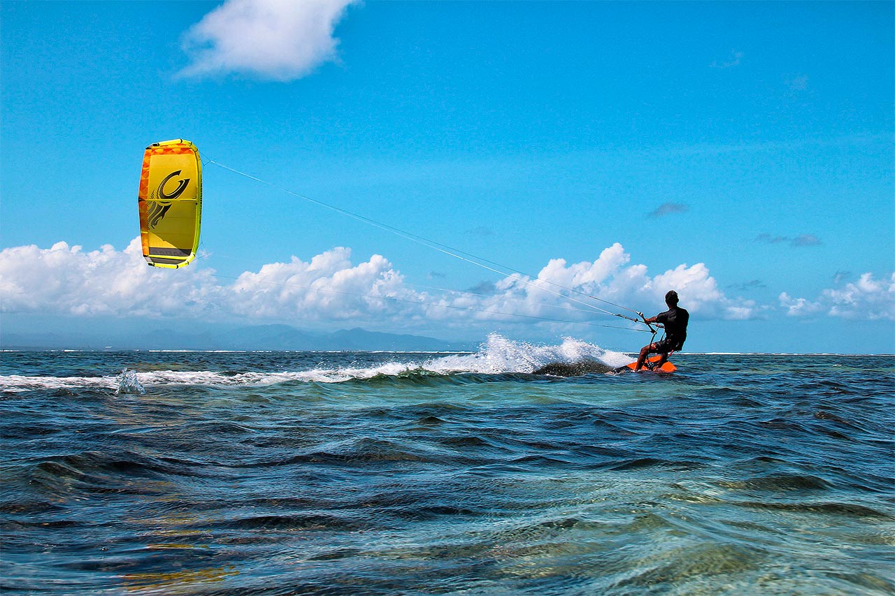 Indonesia south east Sanur kite boarding on the ocean