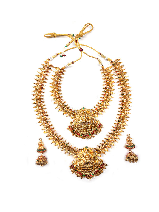 Stunning God Plated Lakshmi Combo Jewelry Set