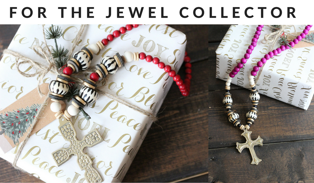 wooden beaded necklaces for the holidays