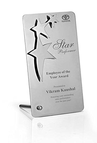 Stainless Steel Shining 3-Star Desk Trophy with Stand