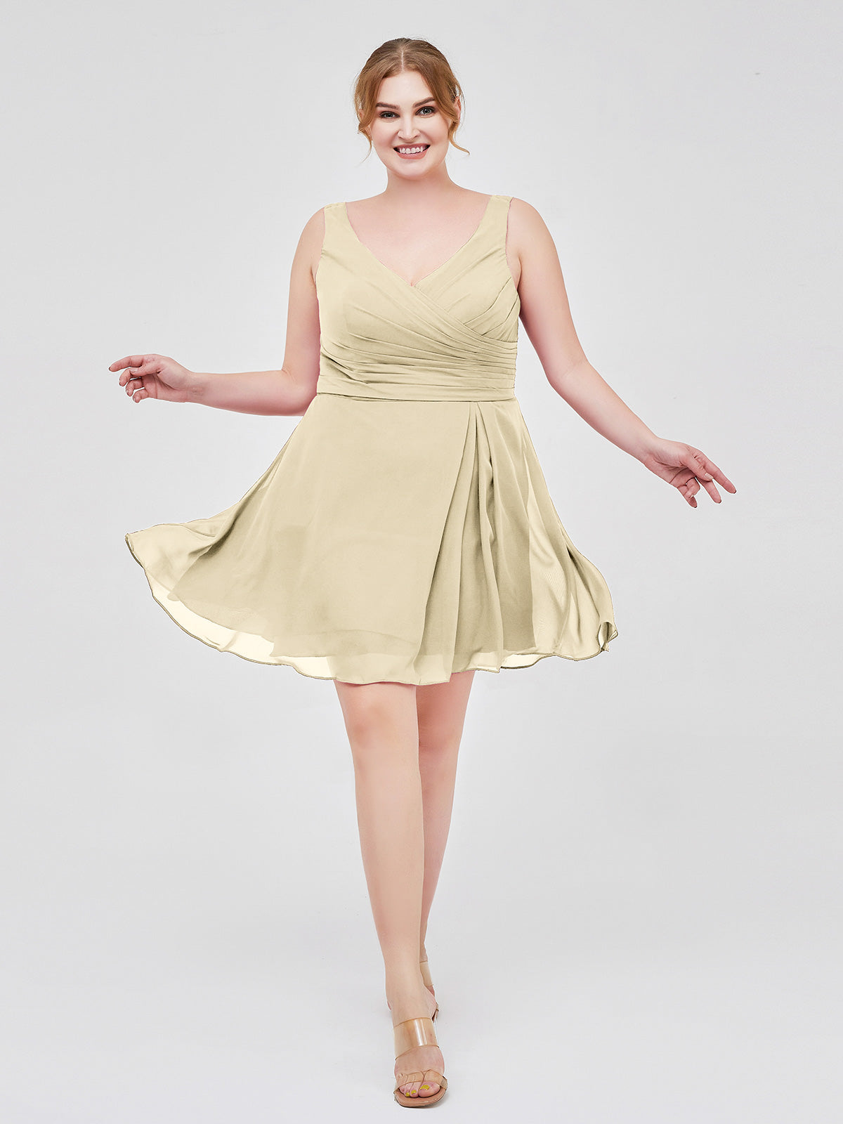 short champagne chiffon bridesmaid dresses