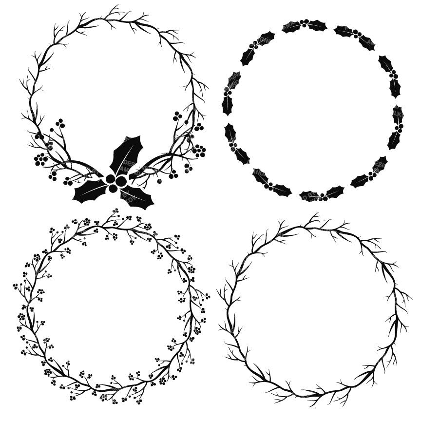 free black and white wreath clip art - photo #4