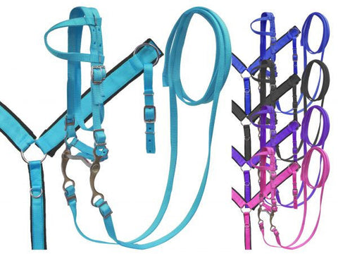 #HE0220 Headstall nylon set pony / Bride et bricole en nylon poney SHOWMAN