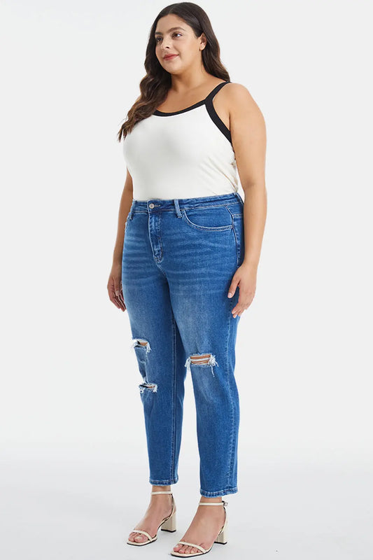 BAYEAS Full Size Distressed High Waist Mom Jeans - Image #2