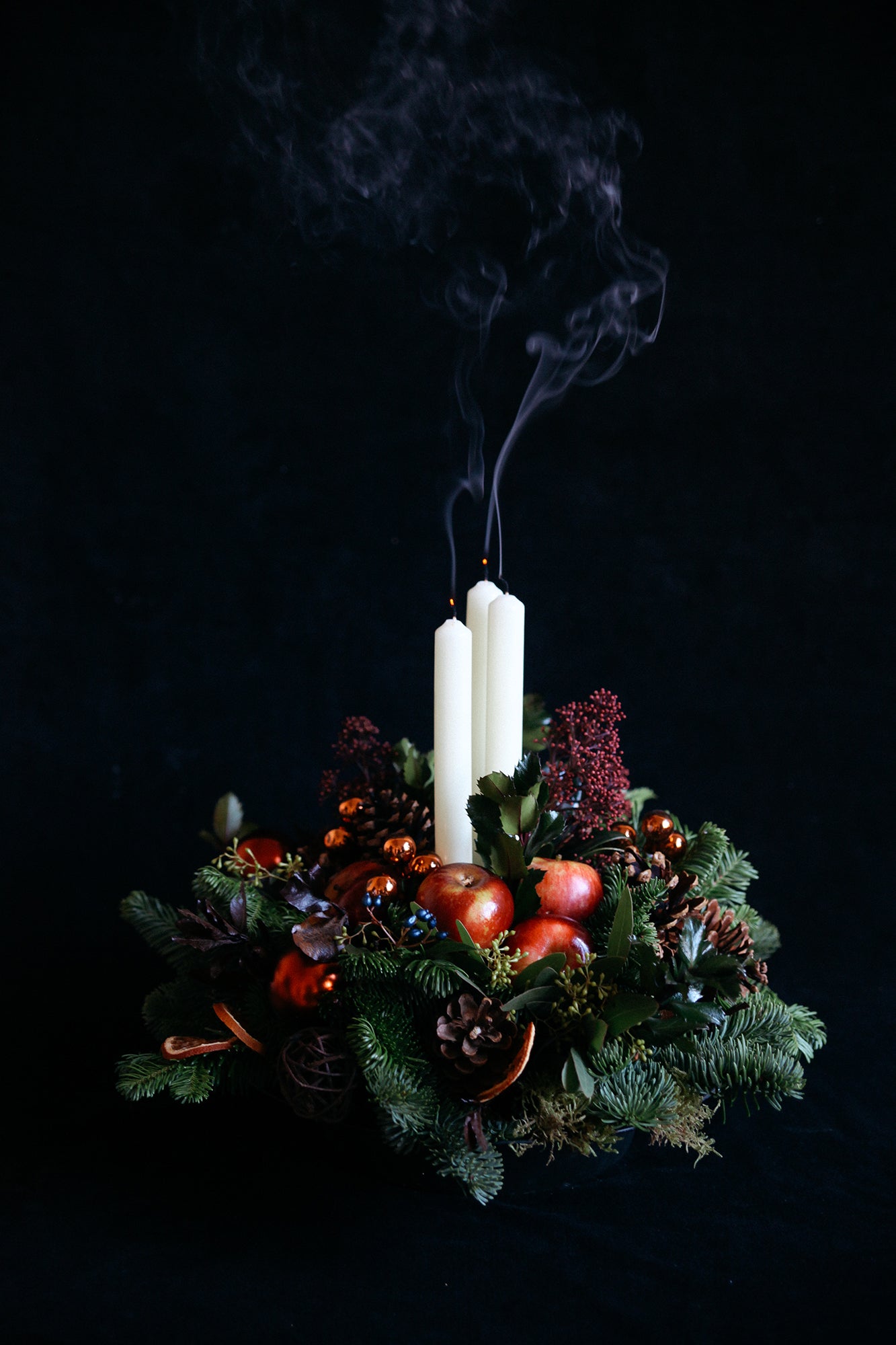 christmas candle festive table arrangement