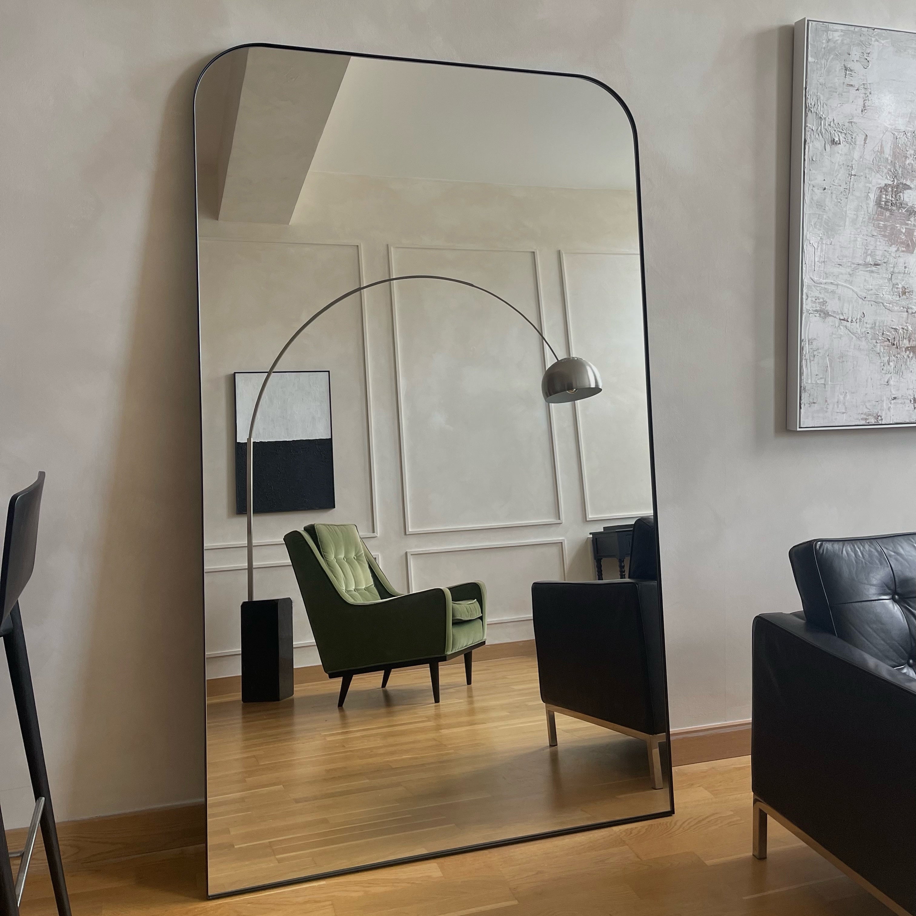 Theo - Full Length Black Contemporary Metal Mirror 80" x 48" (200cm x 120cm)