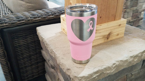 customized engraving yeti 30oz rambler cup breast cancer awareness