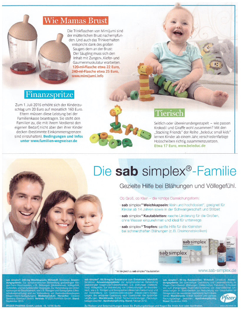 Breastfeeding baby bottle mimijumi in Junge Familie top German magazine