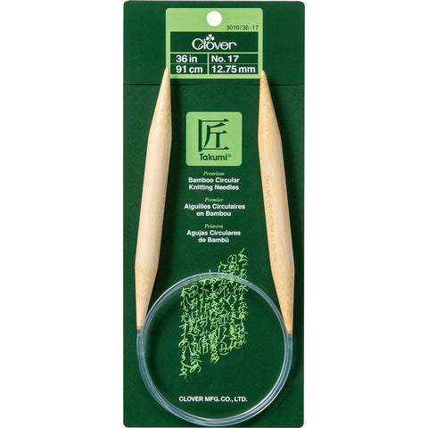 Takumi Bamboo Circular Knitting Needles 36in Size 17