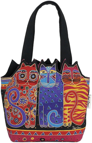 Medium Tote Zipper Top Tres Gatos Red, Orange, Blue
