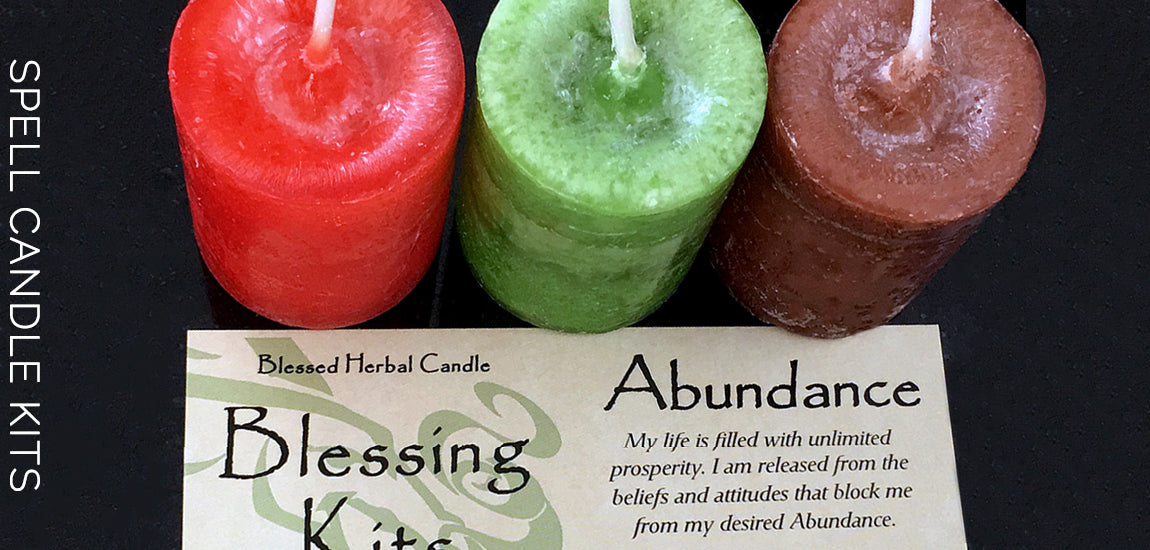 Abundance Blessed Herbal Spell Candle Blessing Kits - Lammas Sabbat Box