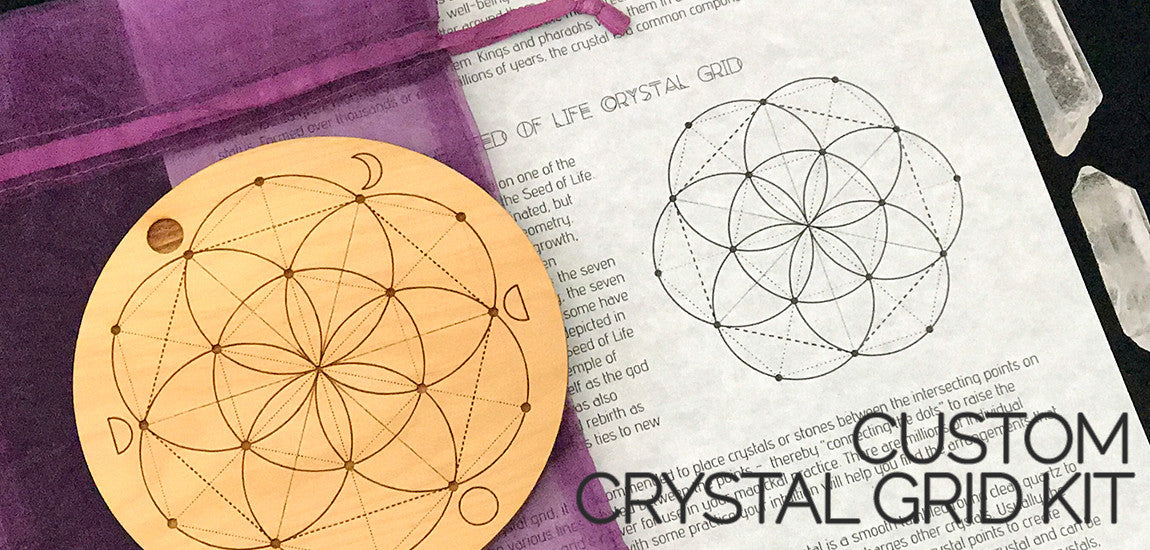 Crystal Grid Kit With Moon Phases - Seed Of Life Crystal Grid